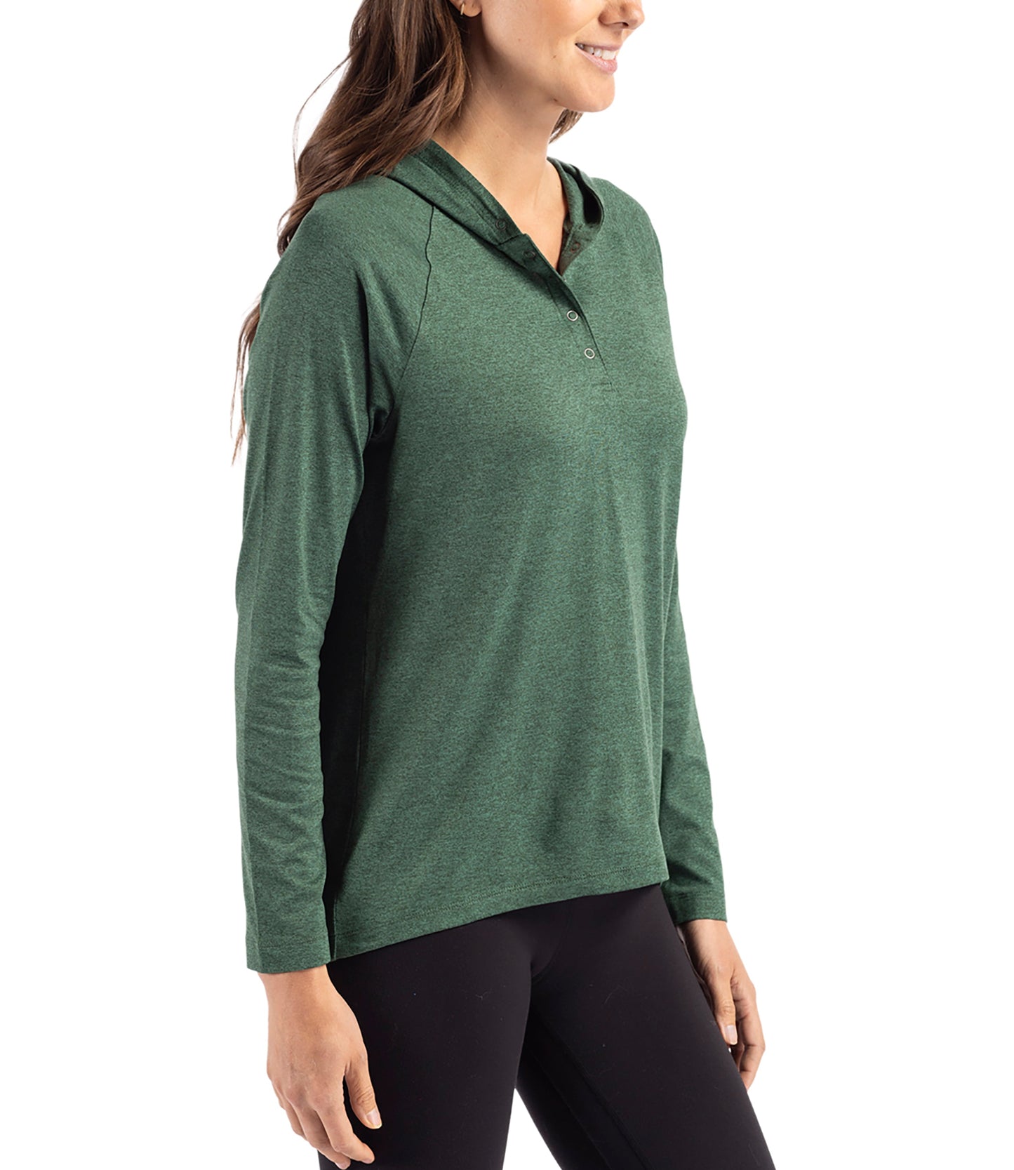Cutter & Buck Coastline Epic Comfort Eco Recycled Womens Hooded Shirt by Cutter & Buck Apparel