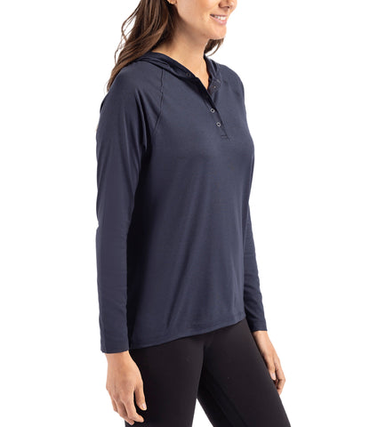 Cutter & Buck Coastline Epic Comfort Eco Recycled Womens Hooded Shirt by Cutter & Buck Apparel