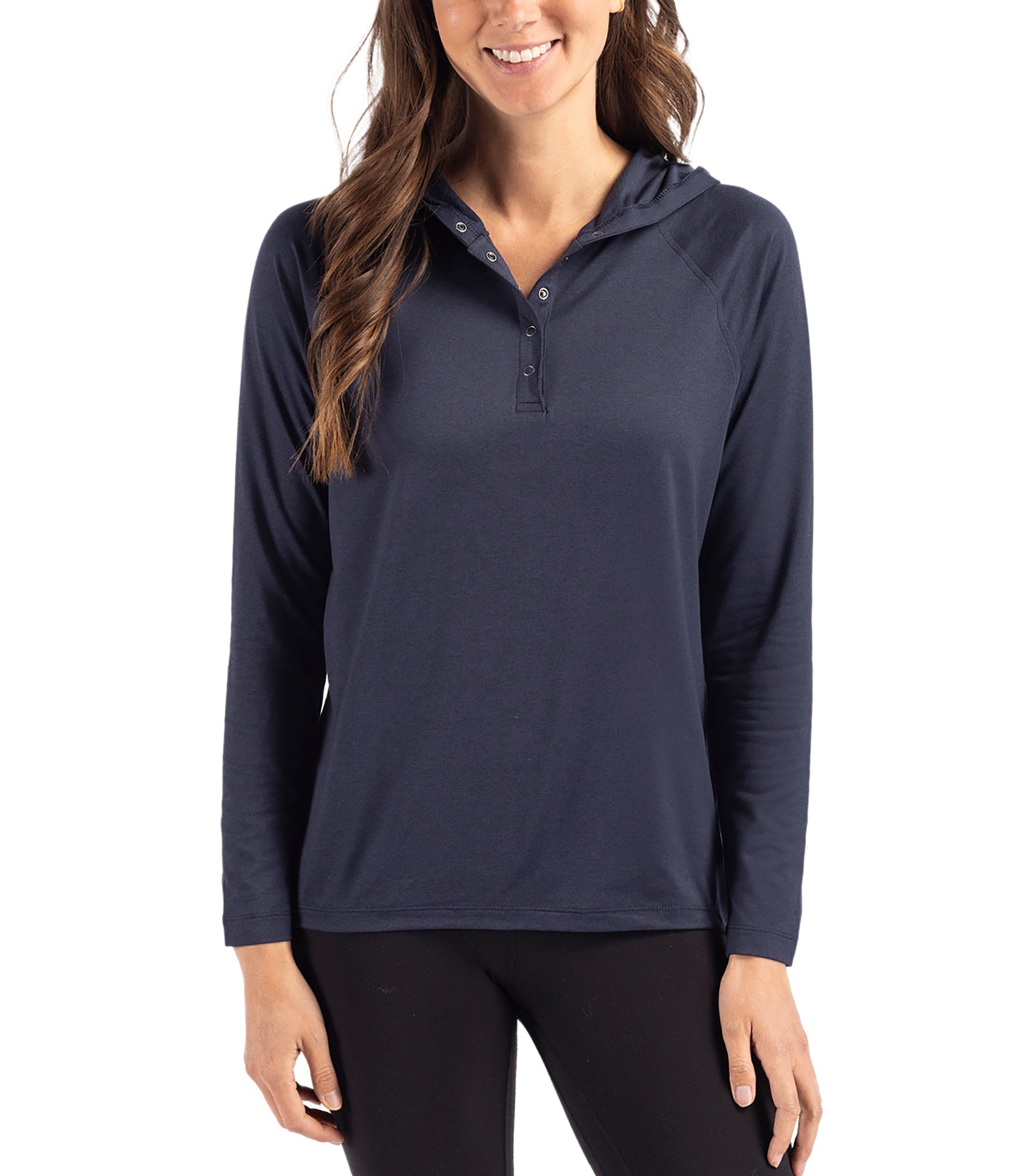 Cutter & Buck Coastline Epic Comfort Eco Recycled Womens Hooded Shirt by Cutter & Buck Apparel