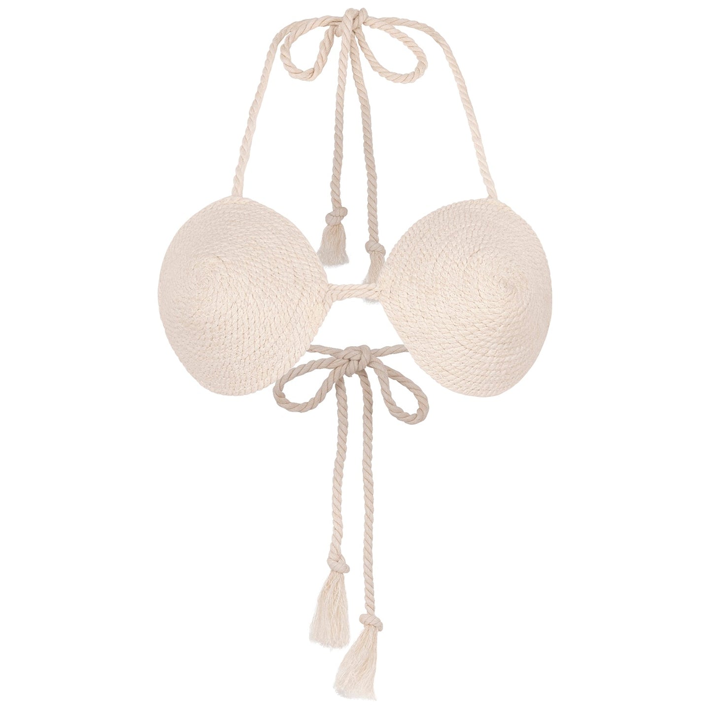 The Leia Cotton Rope Bikini Top In Off-white