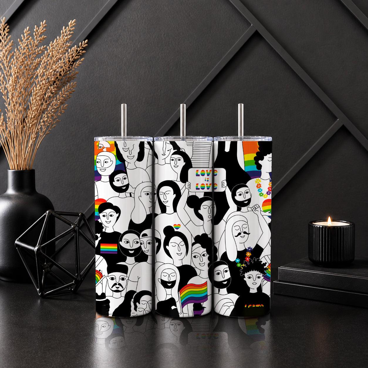 Love Is Love Pride Tumbler – LGBTQ Rainbow Inclusive Drinkware