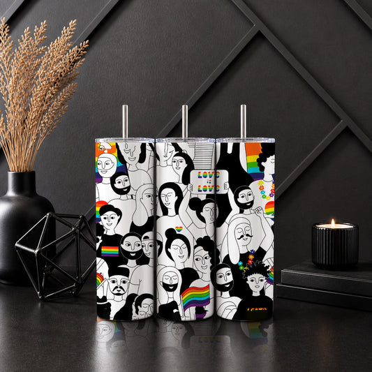 Love Is Love Pride Tumbler – LGBTQ Rainbow Inclusive Drinkware