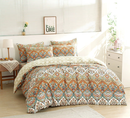 DaDalogy Coral Teal Floral Paisley Duvet Cover Set
