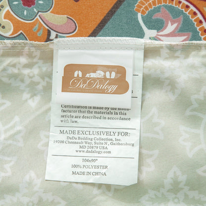 DaDalogy Coral Teal Floral Paisley Duvet Cover Set