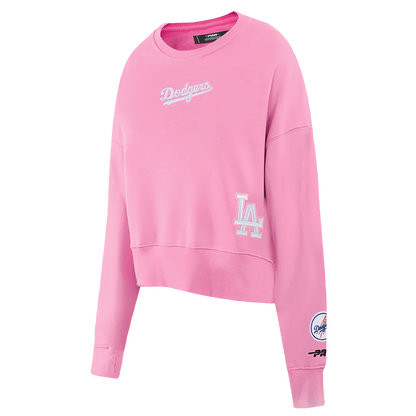 Pro Standard Womens LA Dodgers Cropped Wingspan Crewneck - Pink
