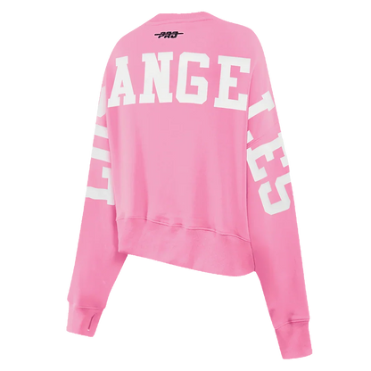 Pro Standard Womens LA Dodgers Cropped Wingspan Crewneck - Pink