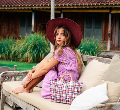The Lolo Wide-brim Jute Boater Hat in Burgundy