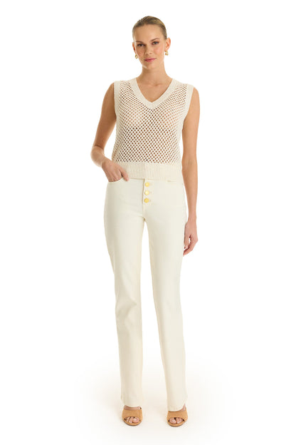 Addison Sequin Crochet Top - Pearl
