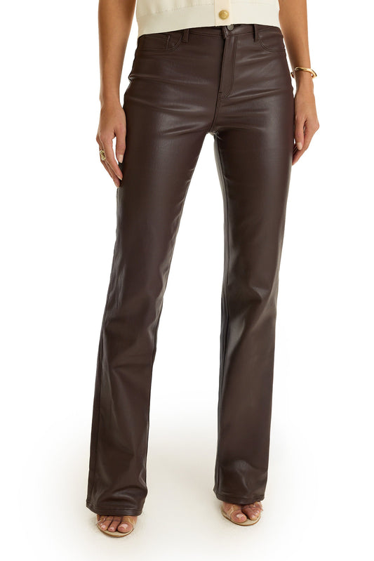 Aria Coated Flare Jean - Espresso
