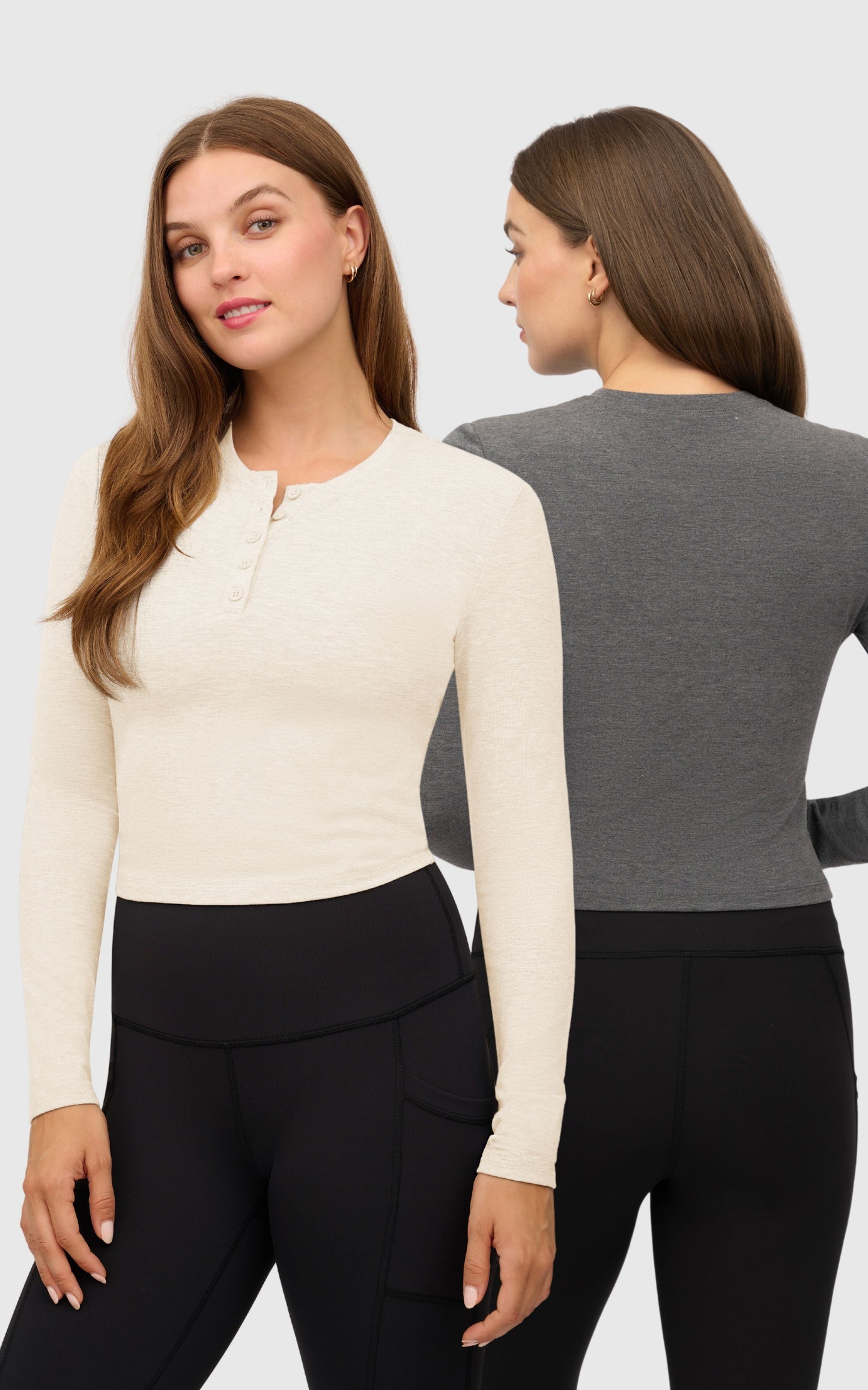 2 PK Heather Long Sleeve Crewneck