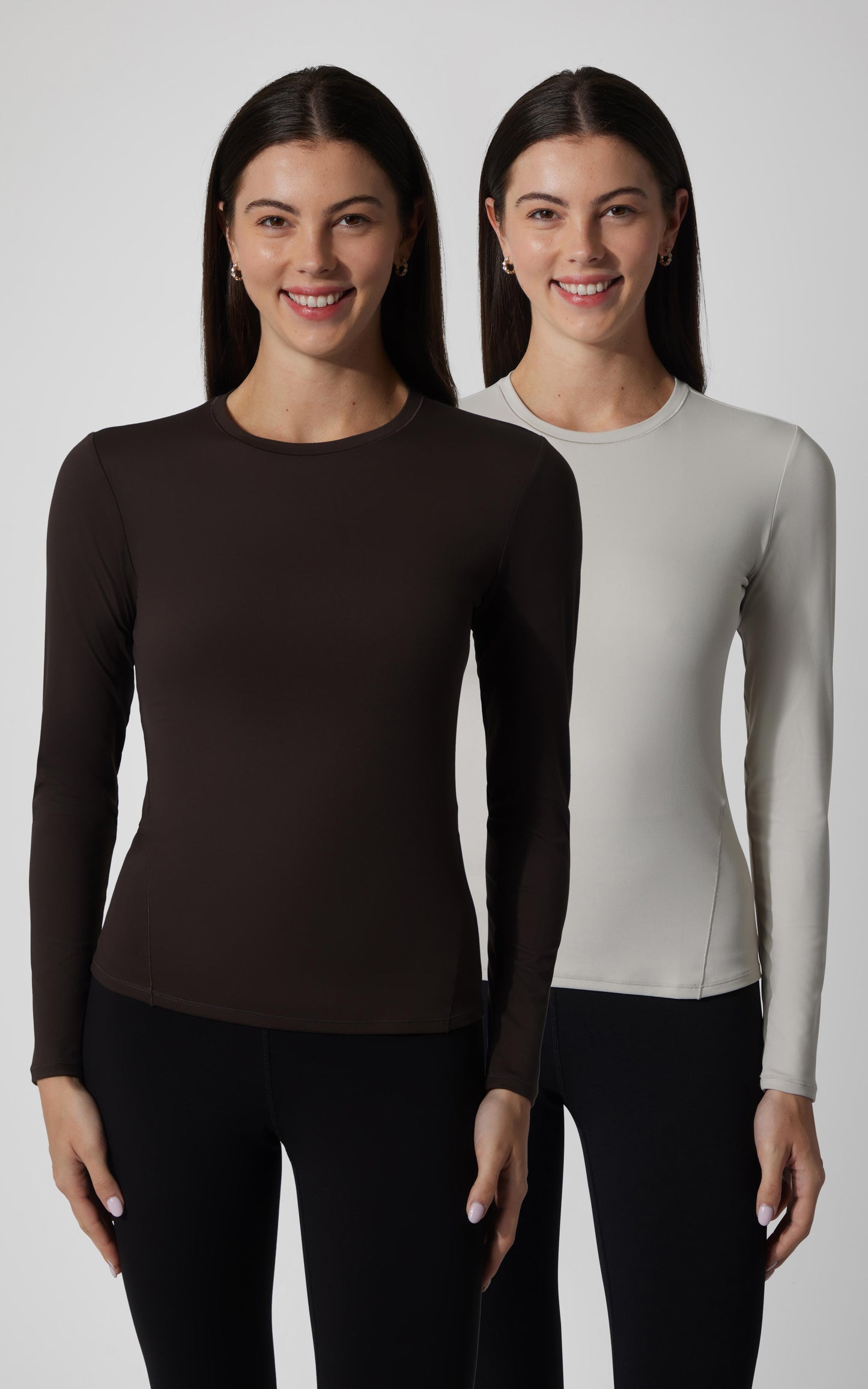 2 PK Zenly Zena Crew Fitted Long Sleeve Top - Our Cafe Story