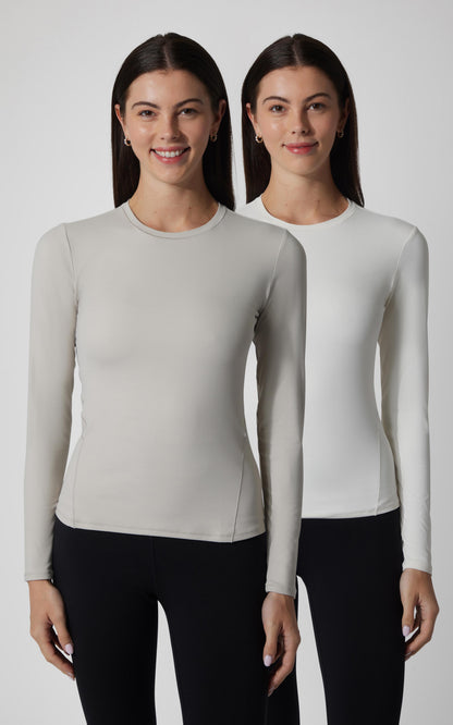 2 PK Zenly Zena Crew Fitted Long Sleeve Top - Our Cafe Story