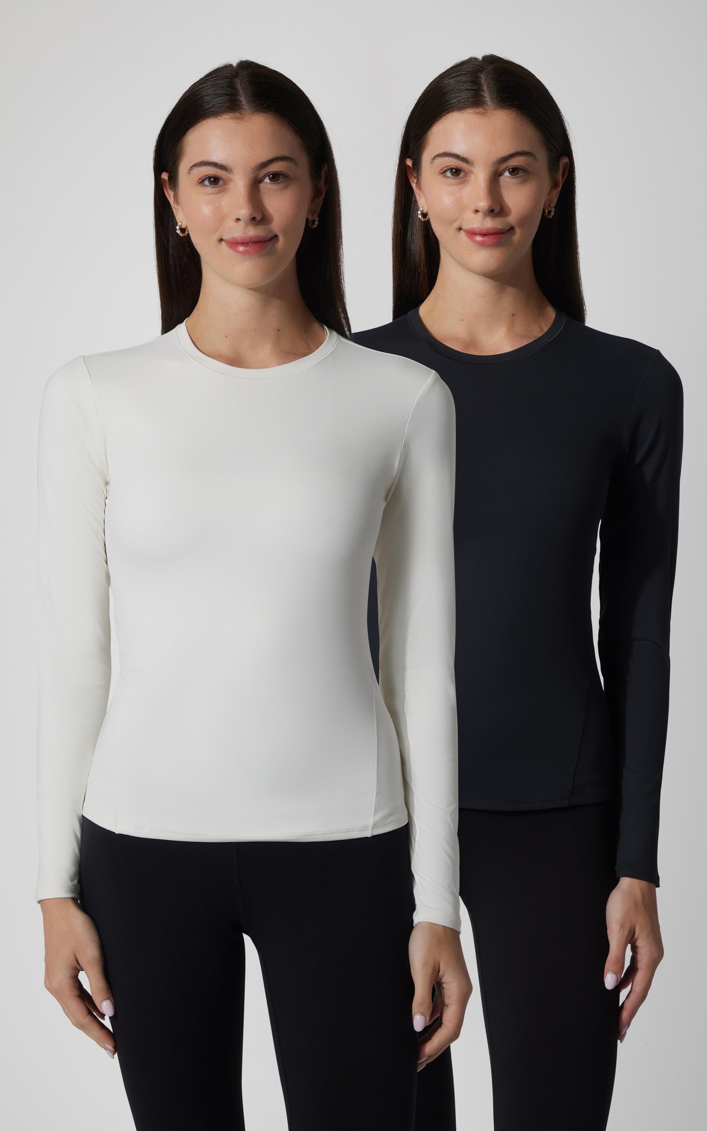 2 PK Zenly Zena Crew Fitted Long Sleeve Top - Our Cafe Story