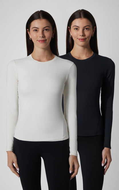 2 PK Zenly Zena Crew Fitted Long Sleeve Top - Our Cafe Story
