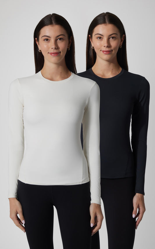 2 PK Zenly Zena Crew Fitted Long Sleeve Top - Our Cafe Story
