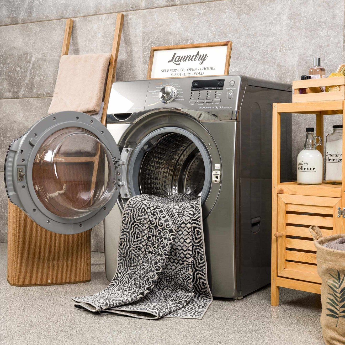 Coledale Black & White Washable Rug - Clearance