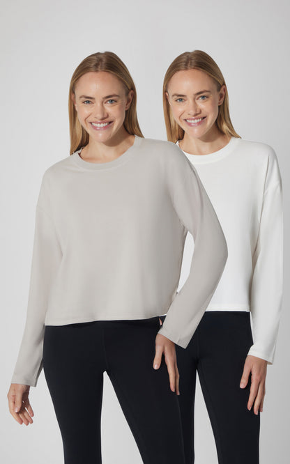 2 PK Cotton Deluxe Boxy Long Sleeve Top - Our Earthy Story