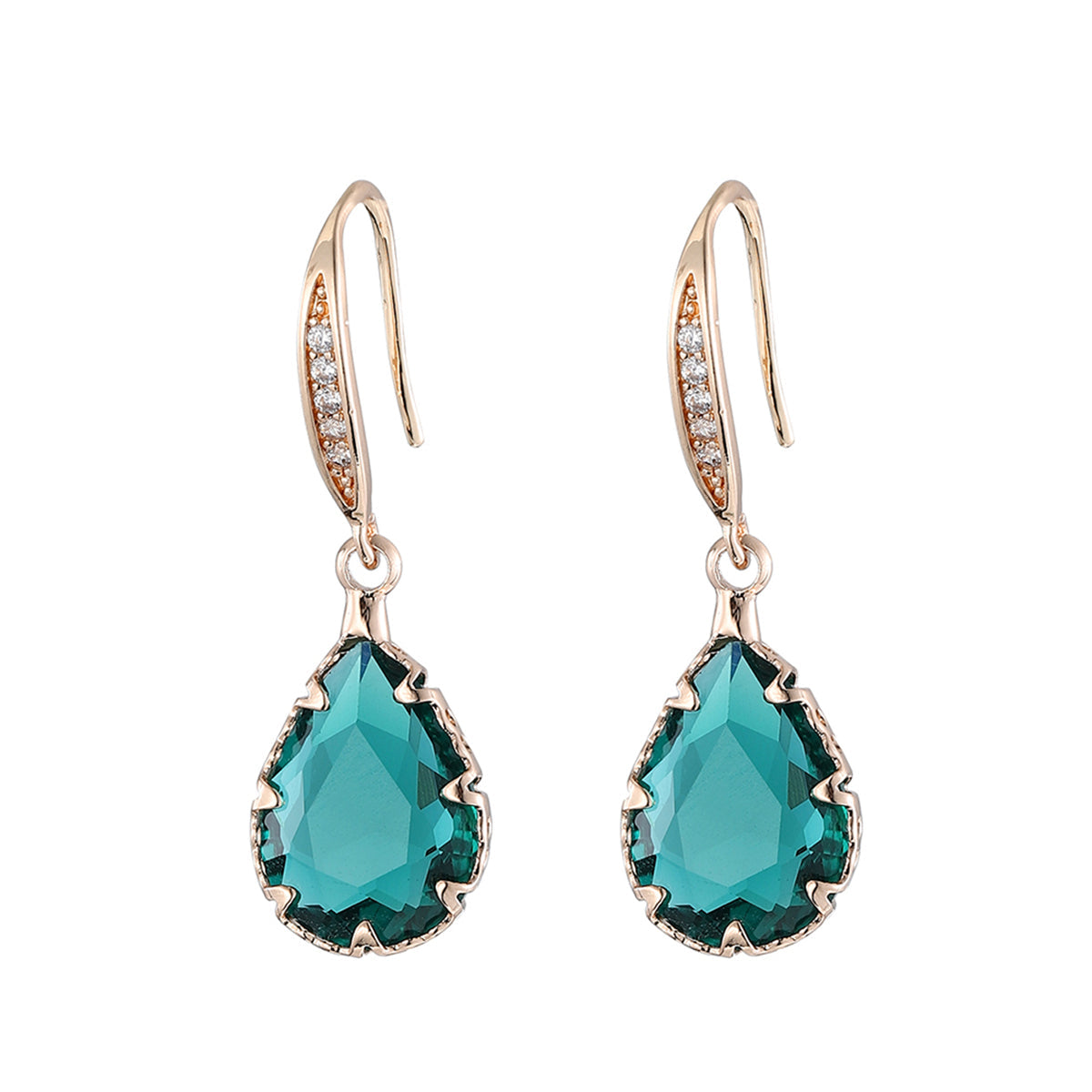 Green Crystal & Cubic Zirconia Pavé Pear-Cut Drop Earrings