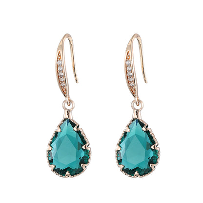 Green Crystal & Cubic Zirconia Pavé Pear-Cut Drop Earrings