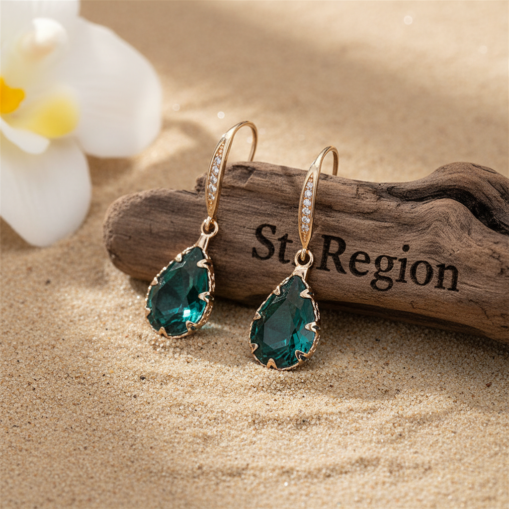 Green Crystal & Cubic Zirconia Pavé Pear-Cut Drop Earrings