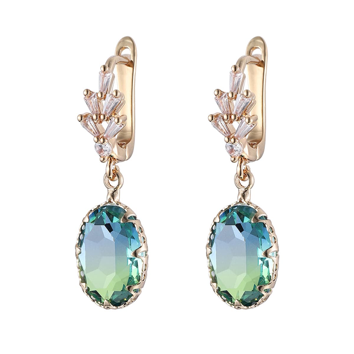 Oval-cut Crystal & Goldtone Huggie Earring
