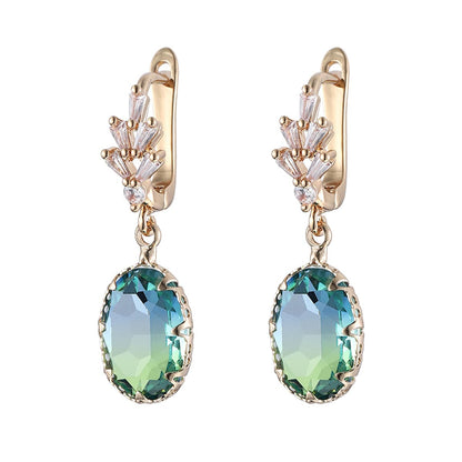 Oval-cut Crystal & Goldtone Huggie Earring