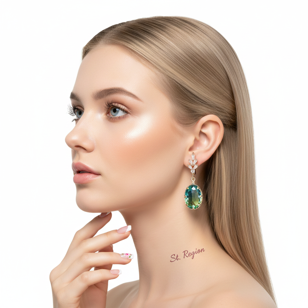 Oval-cut Crystal & Goldtone Huggie Earring