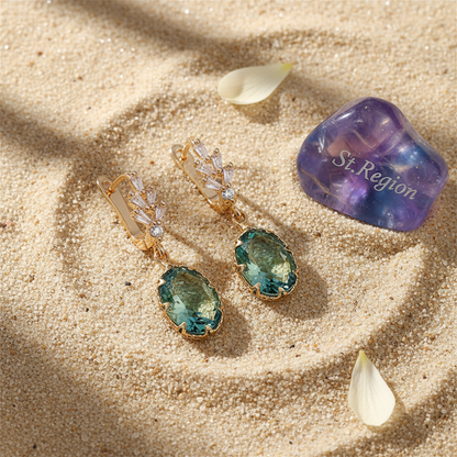 Oval-cut Crystal & Goldtone Huggie Earring