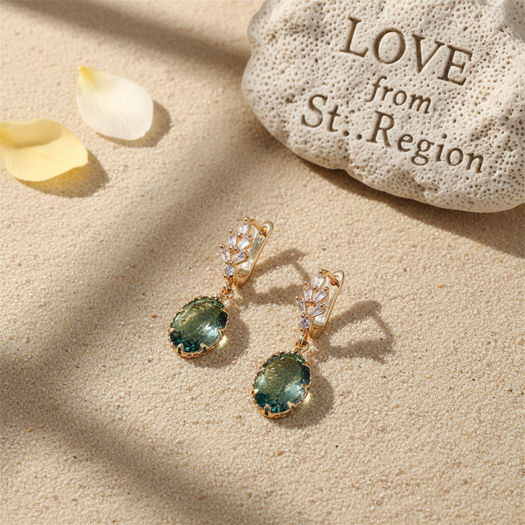 Oval-cut Crystal & Goldtone Huggie Earring