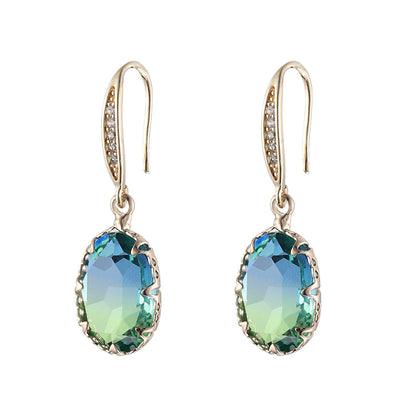 Green Ombré Oval Crystal & Cubic Zirconia Drop Earrings