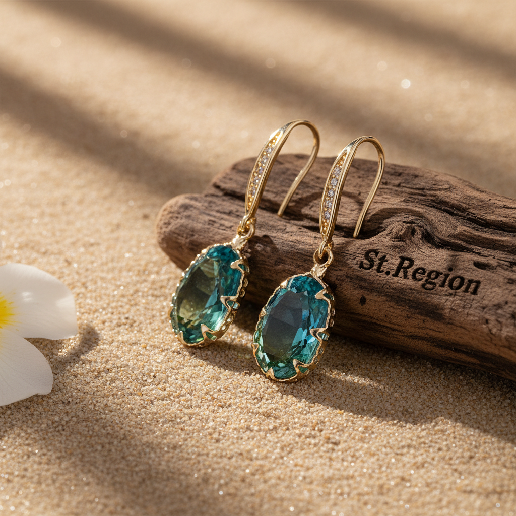 Green Ombré Oval Crystal & Cubic Zirconia Drop Earrings