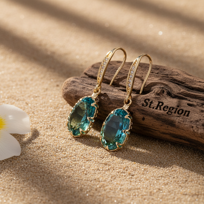 Green Ombré Oval Crystal & Cubic Zirconia Drop Earrings