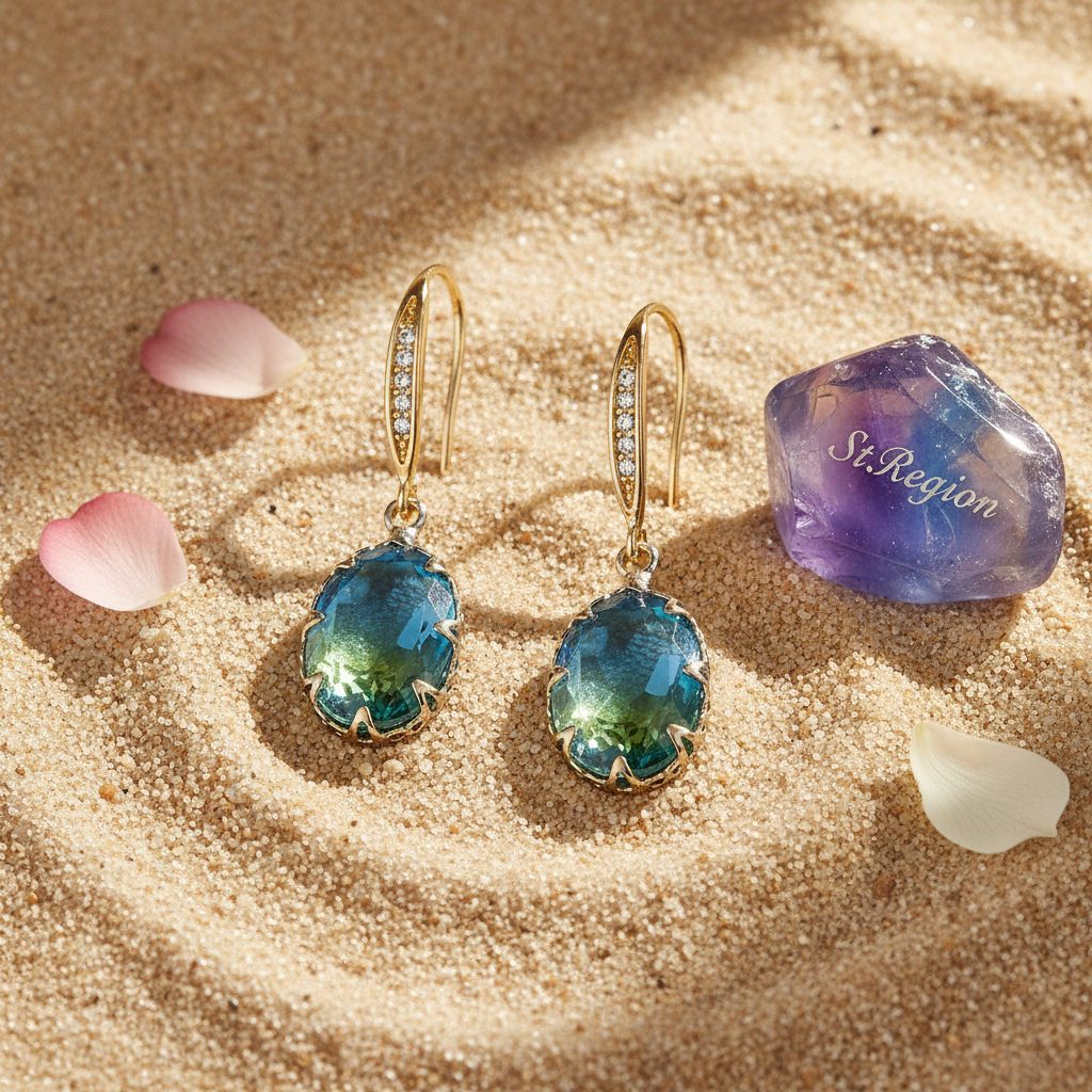 Green Ombré Oval Crystal & Cubic Zirconia Drop Earrings