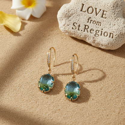 Green Ombré Oval Crystal & Cubic Zirconia Drop Earrings