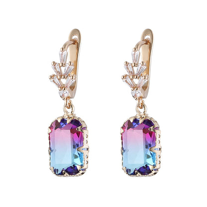 Radiant-cut Crystal & Goldtone Huggie Earring