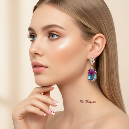 Radiant-cut Crystal & Goldtone Huggie Earring