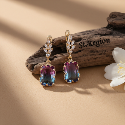 Radiant-cut Crystal & Goldtone Huggie Earring