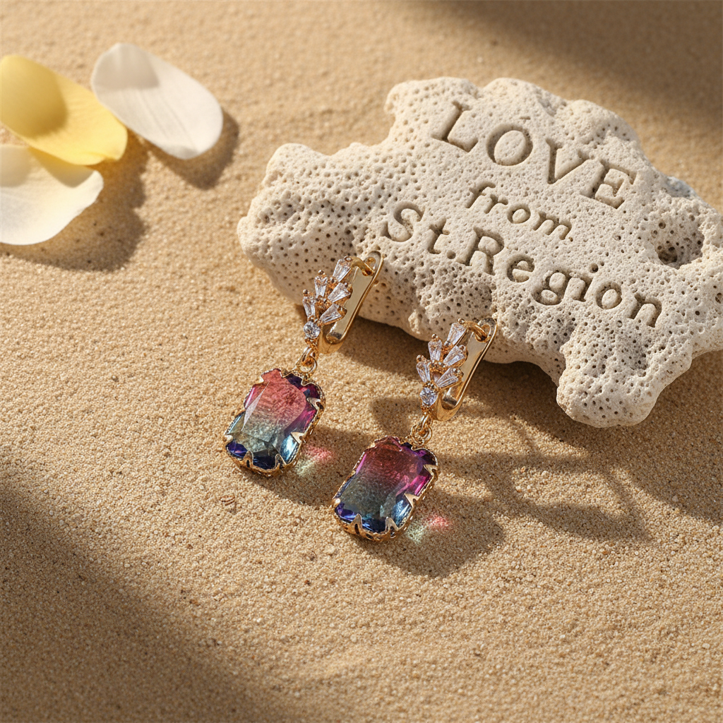 Radiant-cut Crystal & Goldtone Huggie Earring