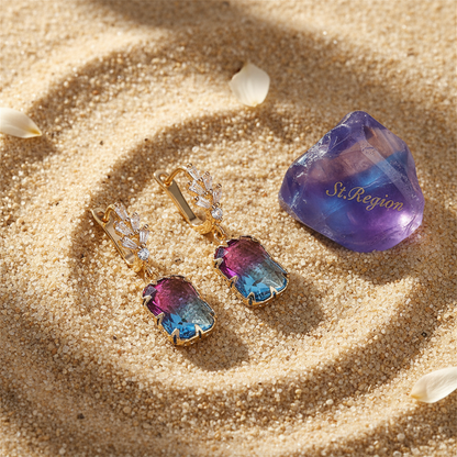 Radiant-cut Crystal & Goldtone Huggie Earring