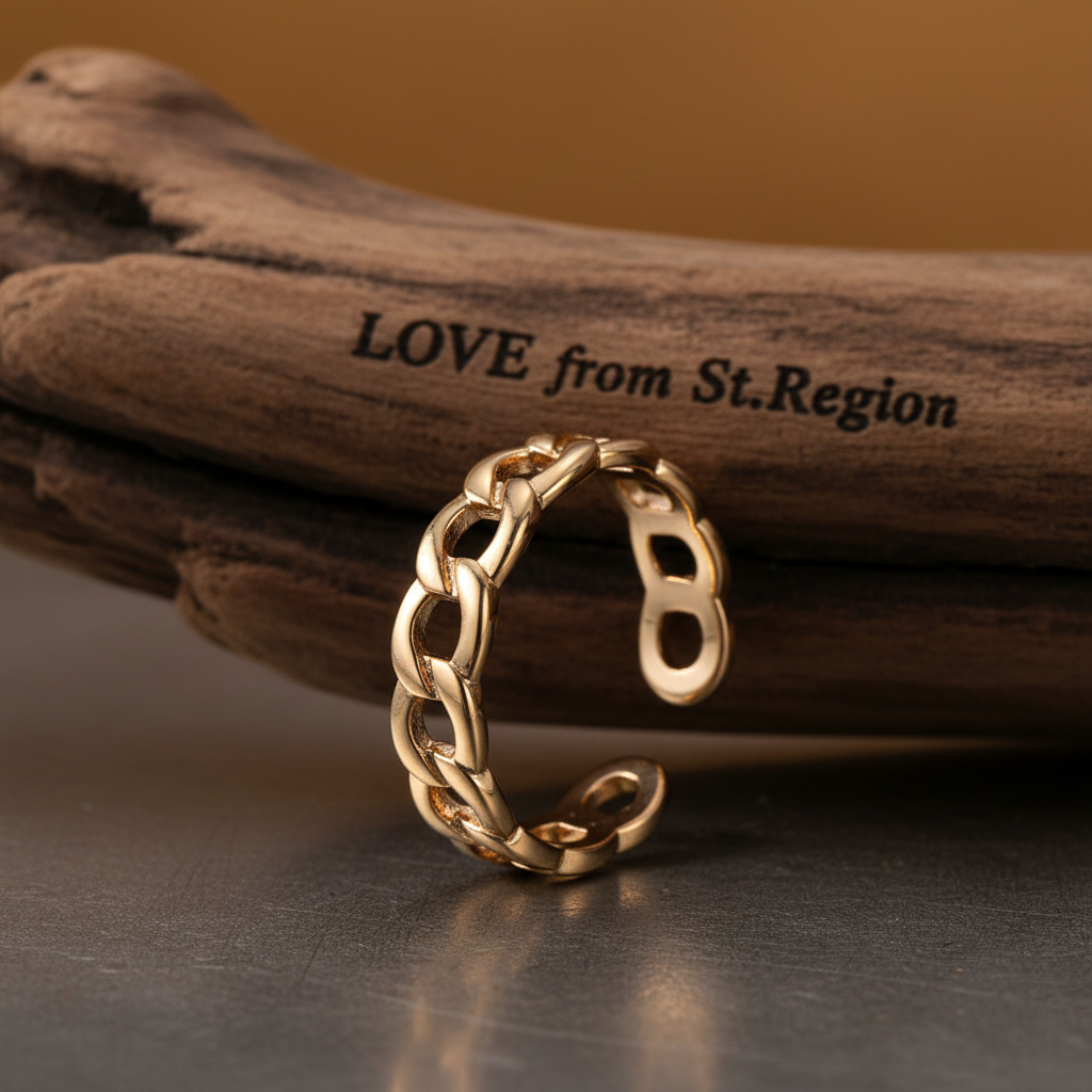 Goldtone Curb Chain Adjustable Ring