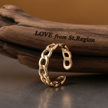 Goldtone Curb Chain Adjustable Ring