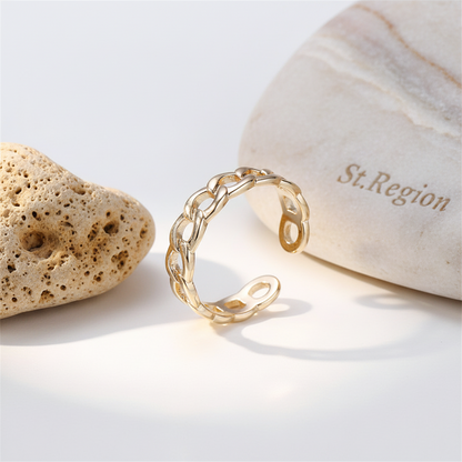 Goldtone Curb Chain Adjustable Ring