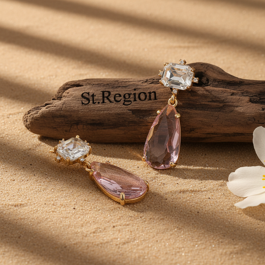 Pink Crystal & Cubic Zirconia Goldtone Rectangle Drop Earrings