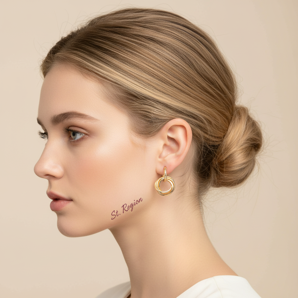 Goldtone Stacked Hoops Dangle Earrings