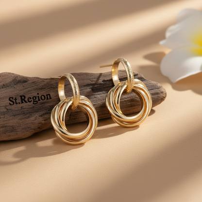 Goldtone Stacked Hoops Dangle Earrings