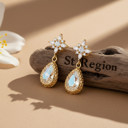 White Crystal & Cubic Zirconia Goldtone Star Drop Earrings