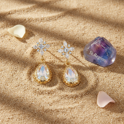 White Crystal & Cubic Zirconia Goldtone Star Drop Earrings