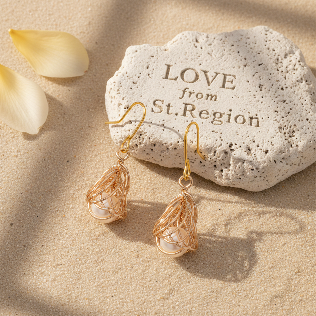 Pearl & Goldtone Sculptural Wire-Wrapped Hook Earrings
