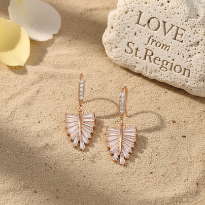 Cubic Zirconia & Goldtone Leaf Hook Earrings