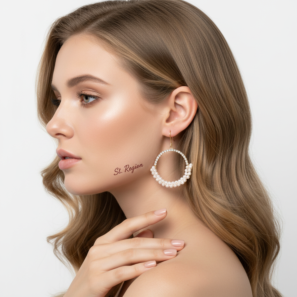 Pearl & Cubic Zirconia Goldtone Beaded Hoop Hook Earrings